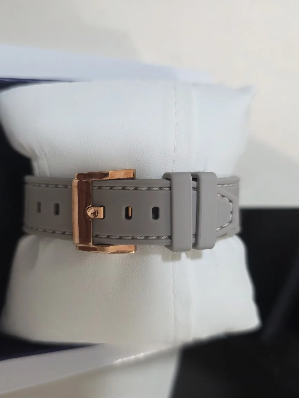 Movado Bold Rose Gold Dial Watch with Light Gray Strap